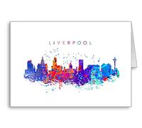 Liverpool Skyline Card Watercolour effect Blank Birthday ? Notelet (envelope included)