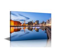 Liverpool Skyline Wall Decor Albert Dock Wall Decorations for Living Room Liverpool Skyline Wall Art 1 Panel Artwork for Home Walls Home Decor Posters and Prints Framed Ready to Hang (24''Wx 36''H)