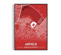 Liverpool Stadium Map Poster, Modern Football Wall Art Print, Minimalist Soccer Gift for Fans (Stadium, A4, Unframed)