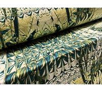 Liverpool Textured Scuba Stretch Spandex Double Jersey Fabric, per metre - Kaleidoscope Print - Emerald Green & Gold