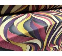 Liverpool Textured Scuba Stretch Spandex Double Jersey Fabric, per metre - Wavy Swirl Print - Magenta Purple & sage