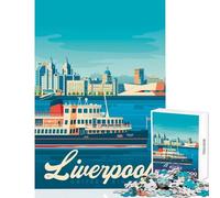 Liverpool Travel Poster 1000 Piece Jigsaw Puzzle for Teenagers Support Memory Strength And Retention Gentle Calm Leisure Activity (38X52cm)