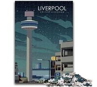 Liverpool Travel Poster Jigsaw Puzzles for Adults Teenagers Jigsaws Puzzle,Help The Brain Exercise Addictive Toys to Cultivate Patience Great Gift (50x75cm)