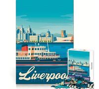 Liverpool Travel Poster Jigsaws for Adults1000 Pieces Mental Dexterity Light Recreation Flawless Fit Lovely Gift size 38x26cm