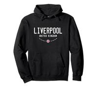 Liverpool UK United Kingdom Flag Pullover Hoodie, Adult Unisex, Black, X-Large