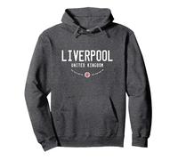 Liverpool UK United Kingdom Flag Pullover Hoodie, Adult Unisex, Dark Heather Grey, Medium