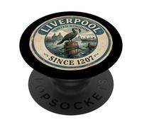 Liverpool United Kingdom Liver Bird Vintage Travel Sticker PopSockets Adhesive PopGrip