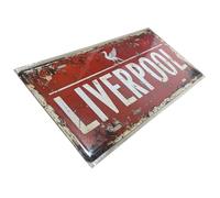 Liverpool Vintage Metal Sign 30x15cm - Retro Wall Plaque with Distressed Red Finish - British City Street Style Wall Decor for Bar, Garage, Home
