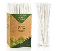 Lives on Green 26cm Extra Long Paper Straws - 6mm Wide, Individually Wrapped, Plain White, Pack of 400