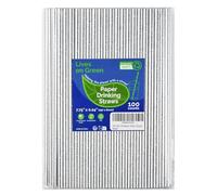 Lives on Green 7.75" x 0.24" Silver Disposable Paper Drinking Straws for Cocktails, Party, Wedding, Bars, Restaurants, 100 Counts