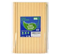 Lives on Green Brown Kraft Paper Drinking Straws 19.7 x 0.6 cm 100pcs Bar Restaurant Food Supply Catering