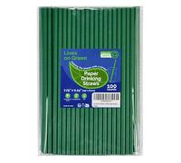 Lives on Green Disposable Paper Straws Solid Green - 19.7 x 0.6 cm - Pack of 100 - for Drinking, Drinks, Juice, Soda, Bar Accessories