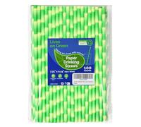 Lives on Green Paper Drinking Straws, Green Bamboo, 19.7 x 0.6 cm - for Cocktail, Juice, Iced Tea, 100% Biodegradable