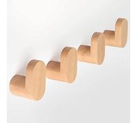LIVESO Wood Wall Hooks, Modern Minimalist Wood Hooks Wall Mounted, Natural Wooden Wall Coat Hook Rack, Wooden pegs for Hanging Hat, Towel, Robe, Bag (Pack of 4pcs)