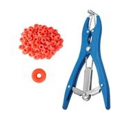 Livestock Castration Bander Kit, Stainless Steel Banding Tool with 100pcs Band Rings, Balloon Expander Pliers and Band Ring for Goats Lambs Sheeps and Calves (Red)