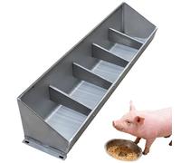Livestock Drinking Feeding Trough, Large Animal Hay Feeder and Waterer for Pig Cattle Goats, 5-Place Long 100cm