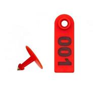 Livestock Ear tag， 100PCS Livestock Ear Tags Numbered 1-500 Plastic Multicolor Multiple Sizes(5.2cm*1.8cm,Red 001-100)