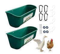 Livestock Feed Container - Twin Slotted Basin, Spill-resistant Water Dispenser | Heavy Duty Clip Attachment with Heavy Volume Storage for Soft Goat Turkey