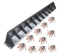 Livestock Feed Trough,Stainless Steel Pig Feed Trough, Waterproof Livestock Feeder Bowls for Indoor/Outdoor Pig Farms, Heavy-Duty Cattle Goats Horses Feeding Troughs(200cm/6.6ft 10 bit)