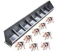 Livestock Feed Trough,Stainless Steel Pig Feed Trough, Waterproof Livestock Feeder Bowls for Indoor/Outdoor Pig Farms, Heavy-Duty Cattle Goats Horses Feeding Troughs(150cm/4.9ft 8 bit)