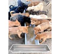 Livestock Guardian Dog Feeder, Metal Livestock Trough Water for Interior Outside Farm, Galvanized Steel Animals Feed Bowl for Calves Goats(2 pcs,39.3in(3.3ft))