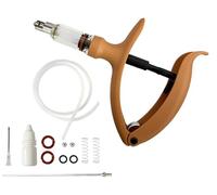 Livestock Metal Syringe, Adjustable Continuous Precision Veterinary Injector Poultry, Auto-Dosing Vaccine Injection Gun(Intubation/Oil-A/2ml)