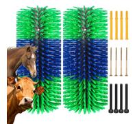 Livestock Scratching Brush, 2 Pcs Horse Brush with 12 Screws, Horse Cattle Scratcher, 17 x 7 in, Relieve Itching on the Back of Livestock Great Cattle Supplies for Horse, Goat, Barn & Stable Use