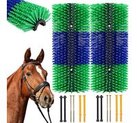 Livestock Scratching Brush,Horse Brushes for Grooming,Itch Relief Horse Scratcher Brushes Kit with Two Sets of Mounting Screws for Goat Cattle Cow Sheep Pig, 2 Pack