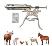 Livestock Syringe 20ML - Adjustable Reusable Animal Medicine Dispenser Precision Pump for Horses, Sheep, Cattle with 10 Stainless Steel Needles