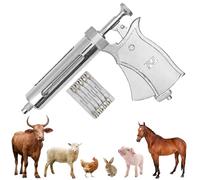 Livestock Syringe 50ML - Reusable Animal Medicine Dispenser with Precision Pump for Horses, Sheep, Cattle - Includes 10 Stainless Steel Needles for Farm and Breeding