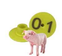 Livestock Tags， 100 Pcs Livestock Cattle Identification Tags Piglet Ear Marking Tools 01-100/01-100(Yellow)