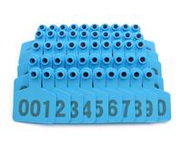 Livestock Tags， 100 Pcs No. 001-1000, Plastic Livestock Animal Ear Tags for Cows Goats Sheep Pig Identification Eartags 601-700/.901-1000(Blue,501 600)