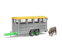 Bruder Toys 02227 Twin Axle Catle Livestock Trailer & Cow 1:16 Scale Toy Model
