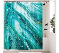 LIVETTY Mint Green Abstract Shower Curtain 180×180cm with 12 Hooks Mint Light Green Shower Curtain Turquoise Teal Fabric Bathroom Curtain Washable Quick-Drying