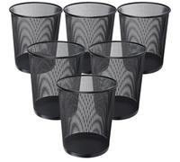 livexa 6 Pack Metal Mesh Waste Paper Bin 12 Litres Lightweight Mesh Wastebasket Waste Bin Black Metal Rubbish Bin for Bedroom, Office, Bathroom, Kitchen (6x Black)