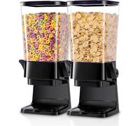 Livhome 2-Pack 5L Airtight Cereal Dispenser with Levers, Mess-Free Food Storage Container with Silicon Ring Lids, Large Dry Food Storage, Airtight Plastic Dispensers, Black