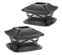 Livhome 2 Pack Solar LED Post Lights Outdoor Garden IP65 Waterproof Square Landscape Post Cap Lamp for Patio Fence Deck 4x4 5x5 6x6 inch Wooden Posts, Black