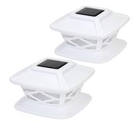 Livhome 2 Pack Solar LED Post Lights Outdoor Garden IP65 Waterproof Square Landscape Post Cap Lamp for Patio Fence Deck 4x4 5x5 6x6 inch Wooden Posts, White
