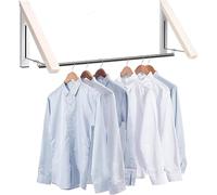 Livhome 2-Piece Wall Mounted Folding Clothes Rack, Heavy Duty Clothes Rail, Space-Saving Drying Rack, Wardrobe Storage Airer for Bedroom, Laundry, Balcony or Bathroom