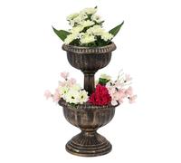 Livhome 2 Tier Antique Bronze Effect Flower Fountain Planter Stand with Stable Base for Garden, Patio, Balcony Use