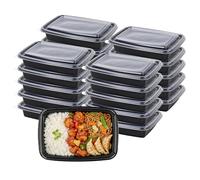 Livhome 20 Pack Single Compartment Meal Prep Containers, BPA-Free Reusable Food Prep Boxes with Airtight Lids, Freezer Safe, Microwavable Plastic Meal Containers Perfect for Portion Control (Black)