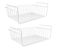 LIVHOME 2pc Under Shelf Storage Basket, Hanging Storage Baskets, Pantry Closet Organizer, Bathroom Shelf Basket, Under Desk Storage, Cabinet Cupboard Organizer for Home (White)