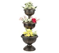LIVHOME 3 Tier Antique Bronze Effect Flower Fountain Planter Stand with Stable Base for Garden, Patio, Balcony Use