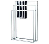 LIVHOME 3-Tier Chrome Towel Stand, Freestanding Square Towel Rail for Bathroom Storage, Free Standing Towel Holder for Hand Towels, Bath Towels, and Black Bathroom Accessories