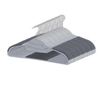 LIVHOME 30 Pack Non-Slip Rubber Coated Plastic Hangers, 0.5cm Slim Space-Saving Clothes Hangers with 360° Swivel Hook, Heavy-Duty Wardrobe and Closet Essentials (Grey)