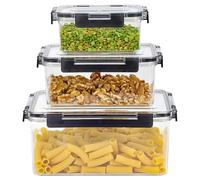 Livhome 3Pc BPA-Free Rectangle Plastic Food Storage Containers Set, Leakproof Transparent Airtight Kitchen Tubs with Lids, Stackable Meal Prep Containers, Microwave/Freezer Safe Storage Solution