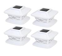 Livhome 4 Pack Solar LED Lights - Outdoor Garden IP65 Waterproof Square Landscape Post Cap Lamps for Patio Fence Deck 4x4 5x5 6x6 inch Wooden Posts, White