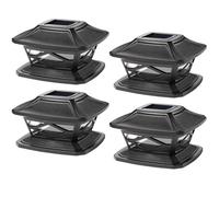Livhome 4 Pack Solar LED Post Lights Outdoor Garden IP65 Waterproof Square Landscape Post Cap Lamp for Patio Fence Deck 4x4 5x5 6x6 inch Wooden Posts, Black