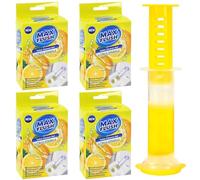 LIVHOME 4 Pack Toilet Cleaner Gel Stamp Refill, 28 Doses Automatic Flush Cleaning Discs, Limescale Prevention & Stain Removal Formula with Long-Lasting Fragrance (4 x Citrus Sparkle)