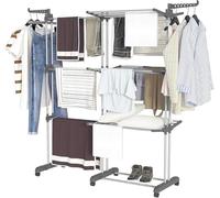 Livhome 4 Tier Foldable Clothes Airer, Extendable Drying Rack, Adjustable Clothes Hanger, Indoor/Outdoor Laundry Storage Solution for Drying Clothes & Towels